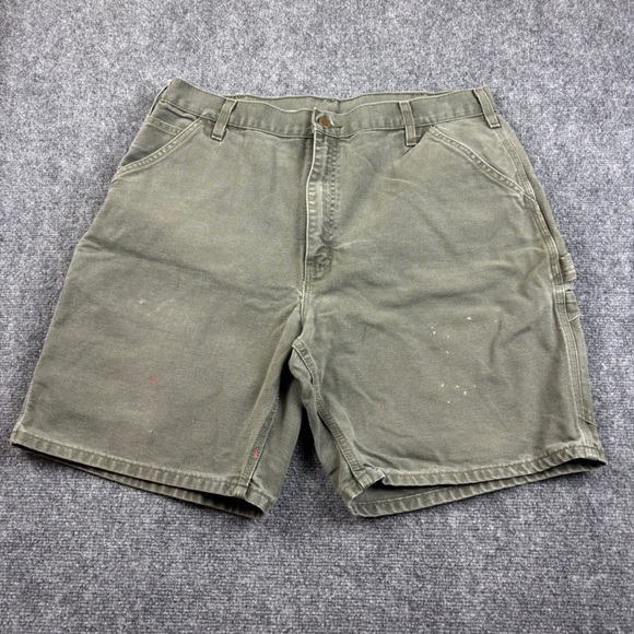 CARHARTT Men’s Washed Duck Work Shorts Green Utility Cargo shorts size: 38 - Picture 1 of 9